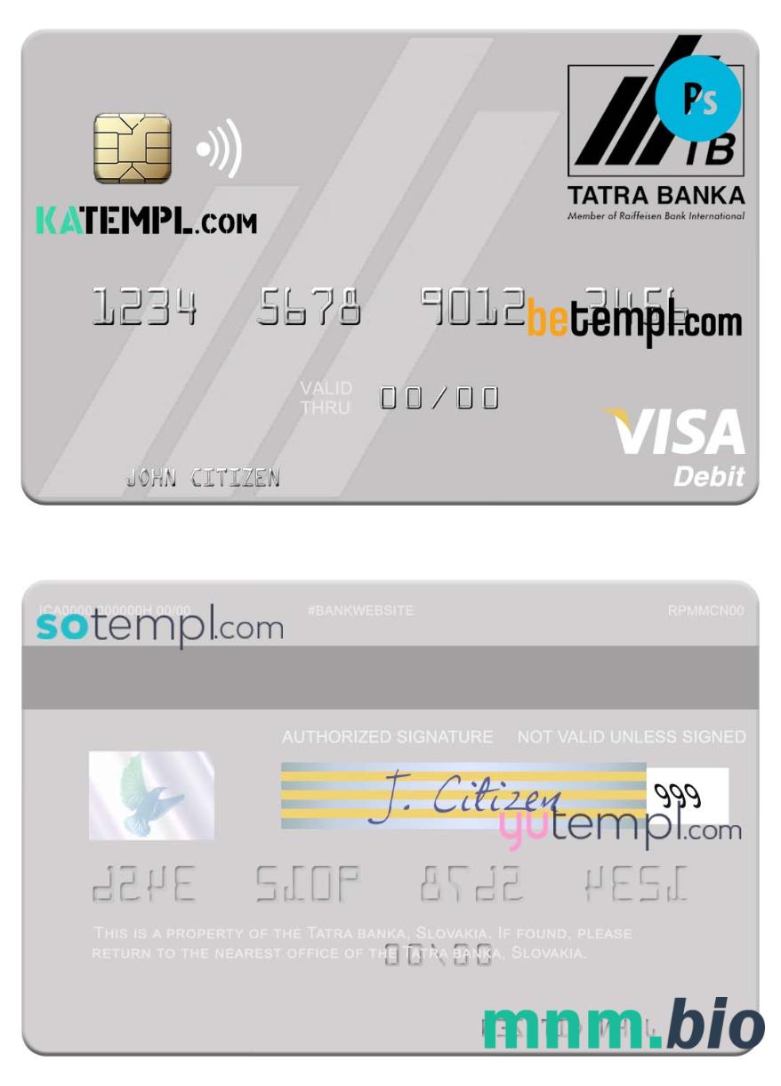 Slovakia Tatra Banka visa debet szablon karty in PSD format